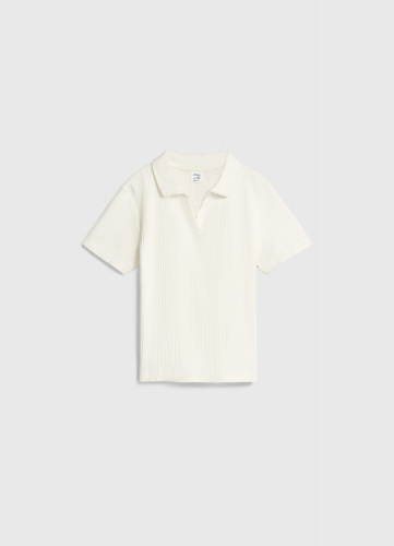 Поло в рубчик для девочек, Белый