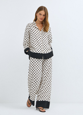 Прямые брюки с принтом, Белый