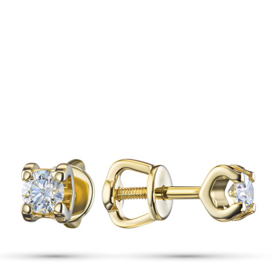 Пусеты из желтого золота с бриллиантами э0301пс06200855