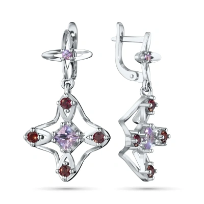 Серьги из серебра с аметистами и гранатами э0649сг10250365