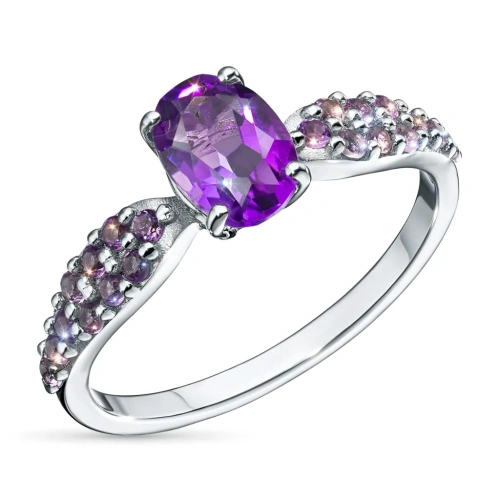 Кольцо из серебра с аметистами э0607кц01260382