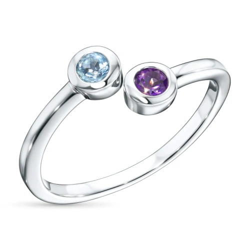 Кольцо из серебра с топазом и аметистом э0681кц09251205