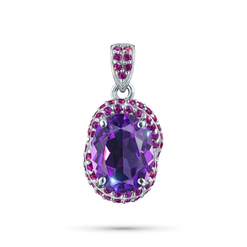 Подвеска из серебра с аметистом и фианитами э0607пд01260367