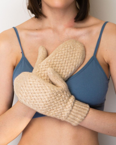 Варежки из кашемира 30109 бежевые