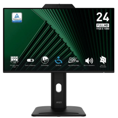 Монитор 23,8" MSI PRO MP242PMG 9S6-3PD89T-005 1920x1080, 16:9, IPS, 1500:1, 100M:1, 1ms, cam, HDMI, DP, VGA, 2xUSB-A, USB-B, Speaker, Tilt, Swivel, He