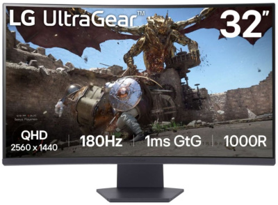 Монитор 31,5" LG UltraGear 32GS60QC-B 2560x1440 LED, 16:9, VA, 300cd, 3000:1, 1ms, 178/178, DP, HDMI, 180Hz, Tilt, VESA, black