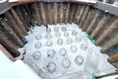 Начато армирование ростверка опоры №5 Ленского моста / ЯСИА   