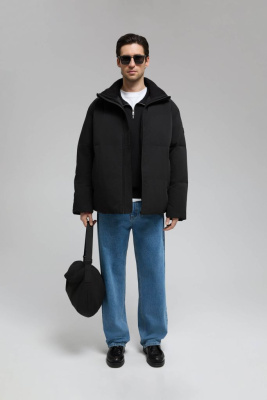 Оверсайз пуховик с воротником-стойкой