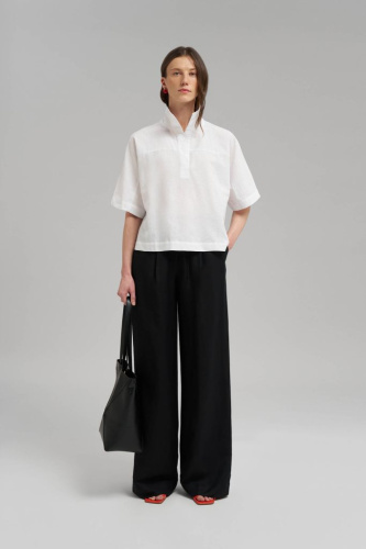 Свободная блузка изо льна и хлопка