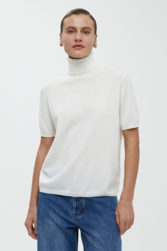 Джемпер с коротким рукавом и воротником-стойкой