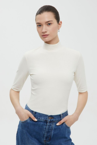 Джемпер с коротким рукавом и воротником-стойкой