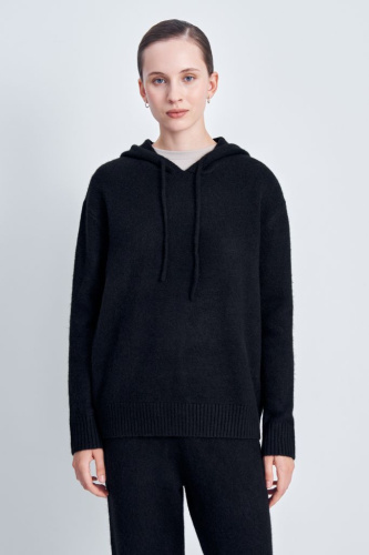 Вязаное худи прямого силуэта