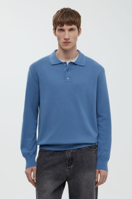 Поло с длинным рукавом из хлопка