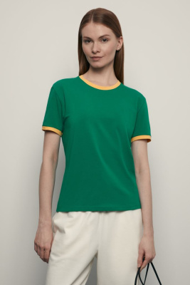 Футболка из хлопка с контрастной окантовкой