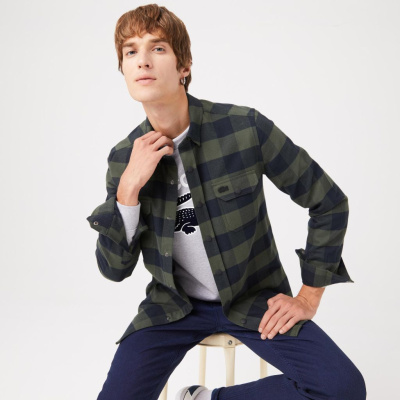 Мужская клетчатая рубашка Lacoste приталенного кроя