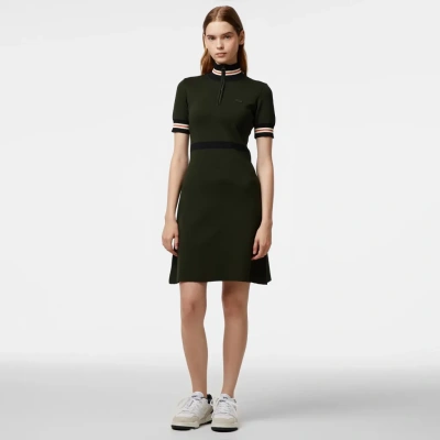 Женское платье Lacoste приталенного кроя с высоким воротом на молнии