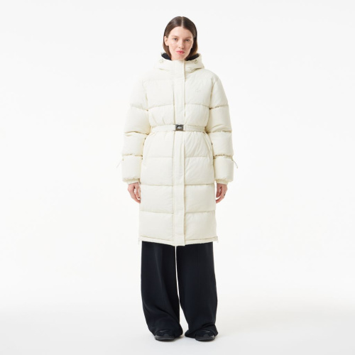Женский длинный пуховик Lacoste с поясом