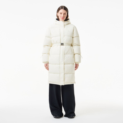 Женский длинный пуховик Lacoste с поясом