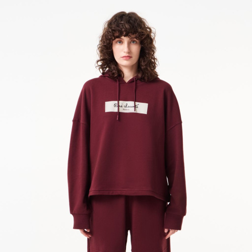 Женская хлопковая толстовка Lacoste с капюшоном