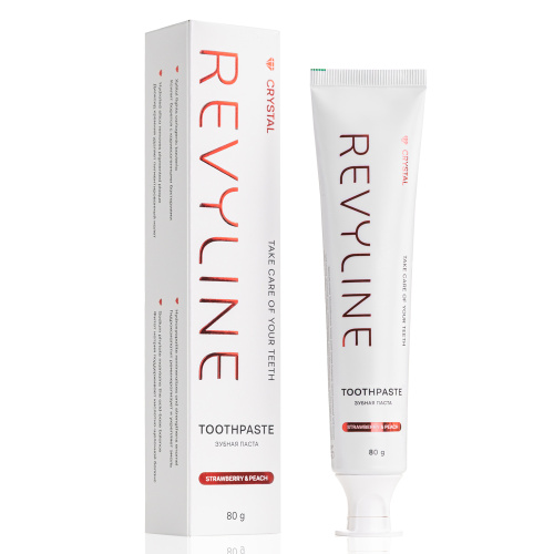 Зубная паста Revyline Crystal Клубника и Персик, без фтора, 80 г