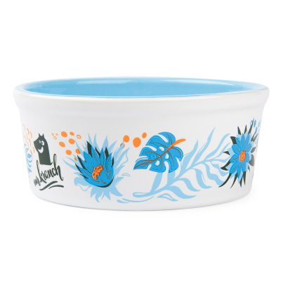 Mr.Kranch миска для собак и кошек из фарфора "Тропики", 450 мл, голубая для всех возрастов для всех пород Китай 1 уп. х 1 шт. х 0.4 кг