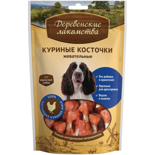 Деревенские лакомства 100 % Мяса лакомство для собак, куриные косточки, жевательные - 90 г Китай 1 уп. х 1 шт. х 0.09 кг