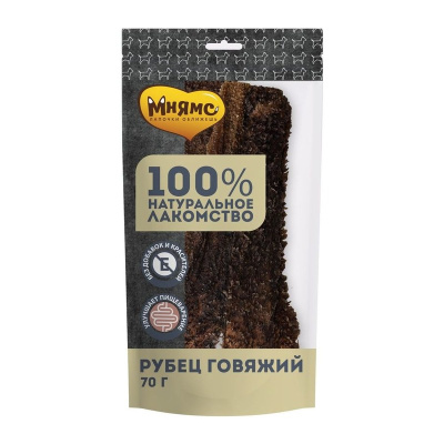 Мнямс лакомство для собак, рубец говяжий - 70 г повседневный для взрослых с говядиной для всех пород Россия 1 уп. х 1 шт. х 0.07 кг