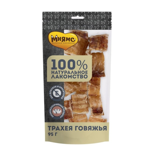 Мнямс лакомство для собак, трахея говяжья - 95 г повседневный для взрослых с говядиной для всех пород Россия 1 уп. х 1 шт. х 0.095 кг