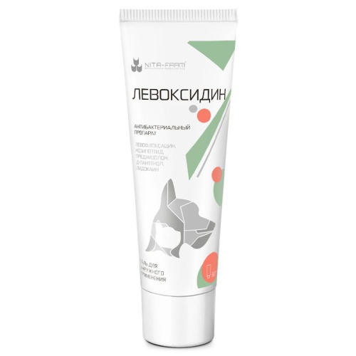 Nita-Farm Левоксидин для собак и кошек, при воспалительных заболеваниях кожи и мягких тканей - 30 г ветеринарный Россия 1 уп. х 1 шт. х 0.045 кг