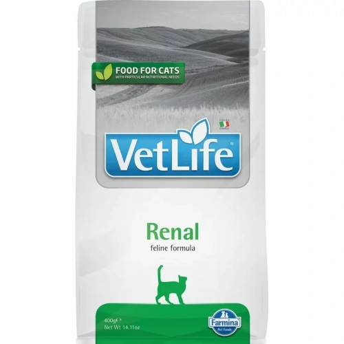 Farmina Vet Life Cat Renal сухой корм для кошек, для поддержания функции почек - 400 г диетические супер премиум низкозерновые для взрослых с курицей мешок Импортный корм 1 уп. х 1 шт. х 0.4 кг