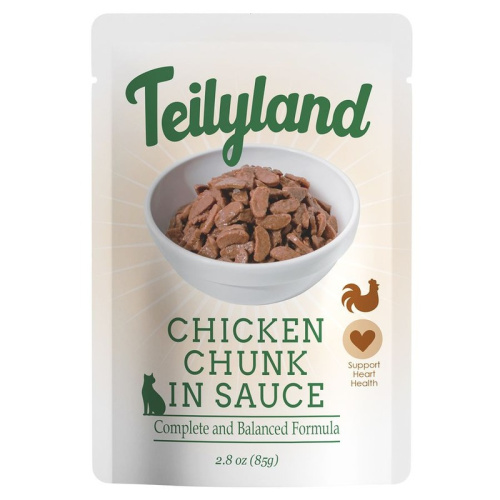 Pettric Teilyland полнорационный влажный корм для кошек, с КУРИЦЕЙ, кусочки в соусе, в паучах - 85 г повседневный супер премиум для взрослых с курицей для всех пород паучи Российский корм 1 уп. х 12 шт. х 1.02 кг