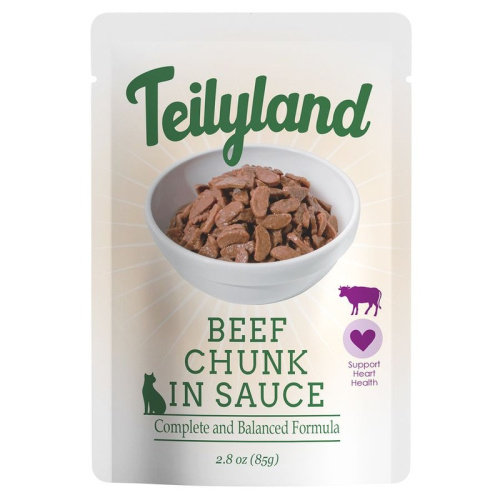 Pettric Teilyland влажный корм полнорационный для кошек, с ГОВЯДИНОЙ, кусочки в соусе, в паучах - 85 г повседневный супер премиум для взрослых с говядиной для всех пород паучи Российский корм 1 уп. х 12 шт. х 1.02 кг