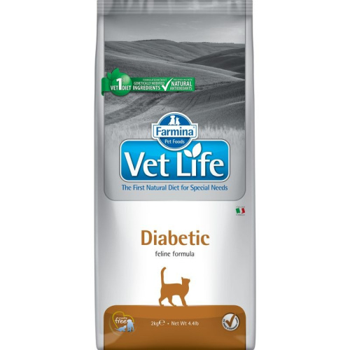 Farmina Vet Life Cat Diabetic ветеринарный диетический сухой корм для взрослых кошек с заболеванием сахарного диабета - 2 кг диетические супер премиум для взрослых со свининой мешок Импортный корм 1 уп. х 1 шт. х 2 кг