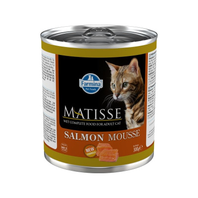 Farmina Matisse Mousse Salmon влажный корм для взрослых кошек, с лососем, мусс, в консервах - 300 г повседневный премиум для взрослых с лососем для всех пород консервы (в железной банке) Импортный корм 1 уп. х 6 шт. х 1.8 кг