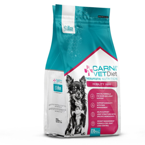 Carni Vet Diet Dog Mobility Mini сухой корм для собак мелких пород для поддержания здоровья суставов, диетический, с курицей - 2,5 кг ветеринарный супер премиум для взрослых с курицей породы мелкого размера мешок Импортный корм 1 уп. х 1 шт. х 2.5 кг