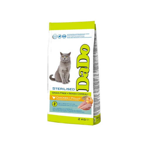 Dado Cat Grain-Free Sterilised Chicken корм для стерилизованных кошек, беззерновой, с курицей - 2 кг супер премиум беззерновые для взрослых с курицей мешок Импортный корм 1 уп. х 1 шт. х 2 кг
