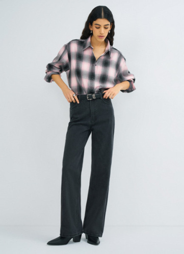 Широкие джинсы из плотного денима, Серый