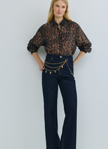 Широкие джинсы из плотного денима, Синий