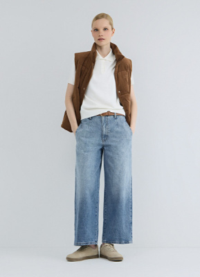 Широкие джинсы из плотного денима с ремнём, Синий