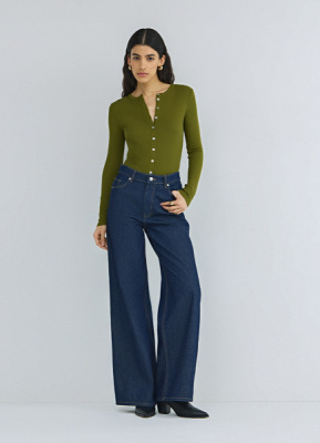 Широкие джинсы из плотного денима, Синий