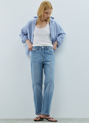 Укороченные прямые джинсы Straight, Голубой