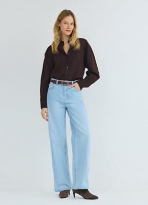 Широкие джинсы из плотного денима, Голубой