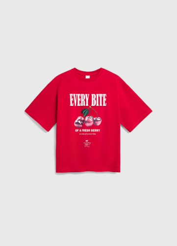 Футболка с принтом для девочек, Красный