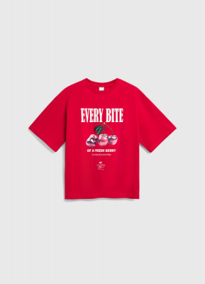 Футболка с принтом для девочек, Красный