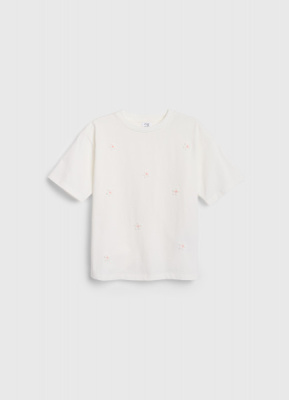 Футболка с декором для девочек, Белый