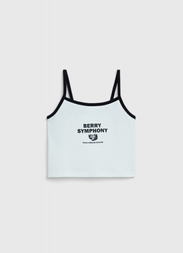 Короткий топ с принтом для девочек, Белый