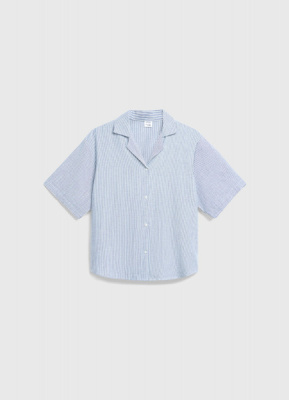 Рубашка из смесового льна для девочек, Синий