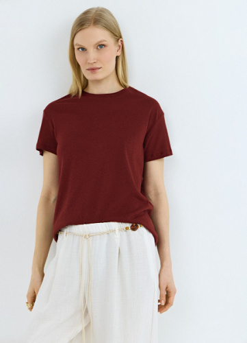 Футболка изо льна и хлопка, Оранжевый