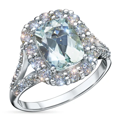 Кольцо из белого золота с и аквамарином э4734кц02260361_white