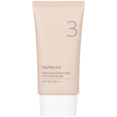Тональная основа с защитой от солнца numbuzin No.3 Porcelain Base-skip Tone Up Beige SPF50+ PA++++